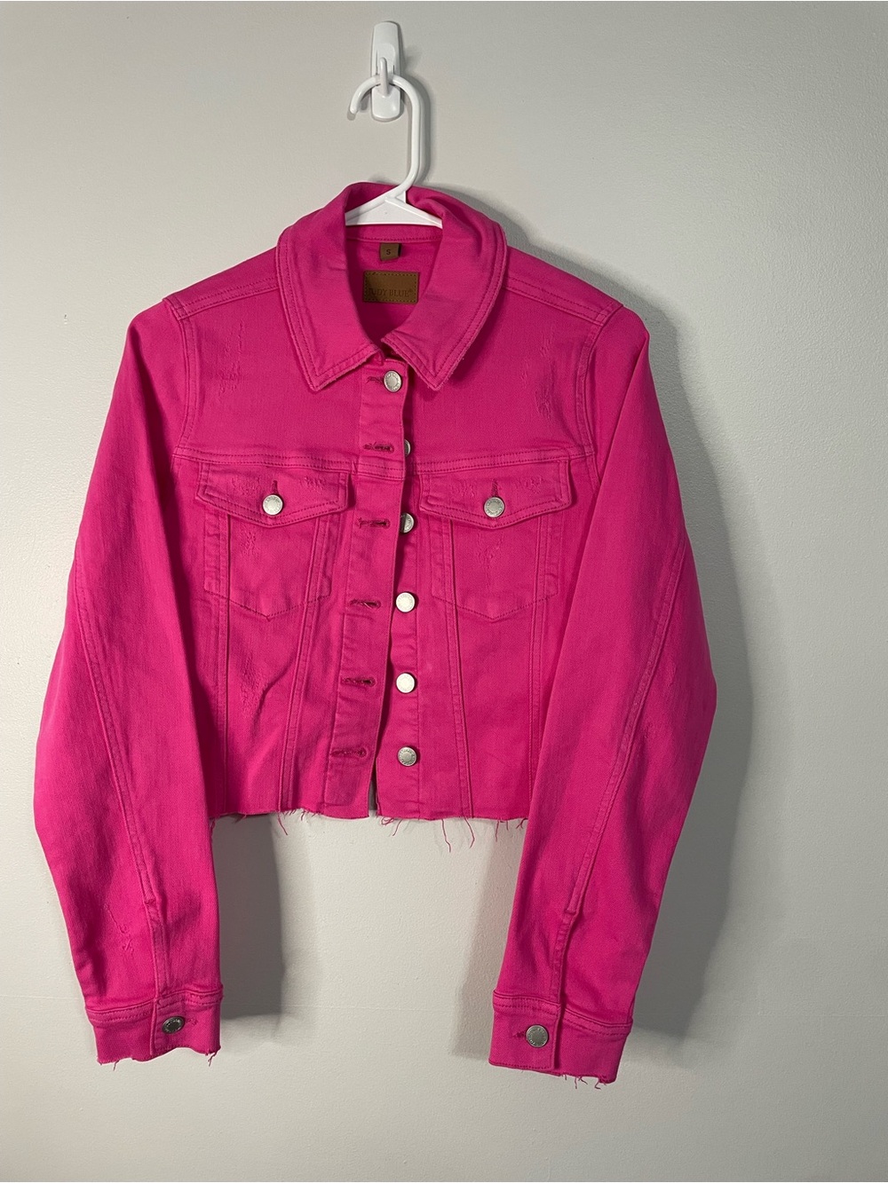 Judy Blue NWT Cropped Hot Pink Denim Jacket sz small barbiecore